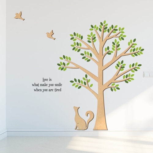 [우드스티커] 고양이와나무 (반제품) 아이방벽스티커
