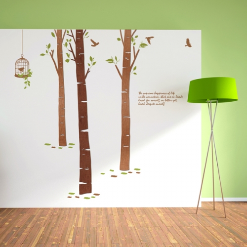 [우드스티커] 자작나무숲2 (컬러완제품) 포인트그래픽스티커