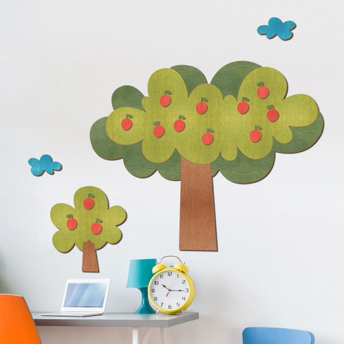 [우드스티커] 사과나무 (컬러완제품) 어린이집환경정리