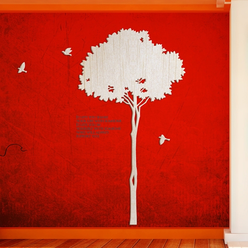 [우드스티커]실루엣나무 (반제품) - 입체우드 월데코  포인트 우드스카시 벽장식