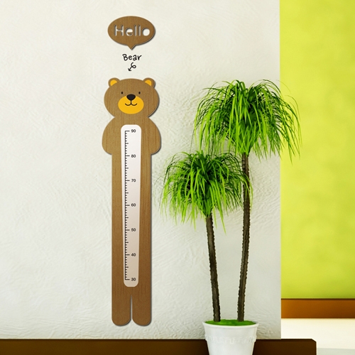 [우드스티커]키재기-곰 (컬러완제품) - 입체우드 월데코  포인트 나무스카시 벽장식