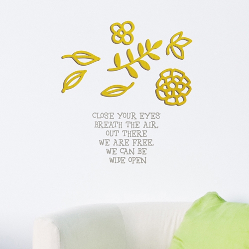 [우드스티커]귀여운꽃장식 (컬러완제품) - 입체우드 월데코  포인트 나무스카시 벽장식