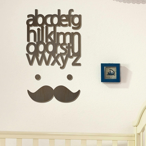 [우드스티커]abc타이포 (컬러완제품) - 입체우드 월데코  포인트 나무스카시 벽장식