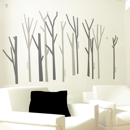 나무숲 (나무 12그루) 그래픽스티커 포인트 시트지 스티커벽지