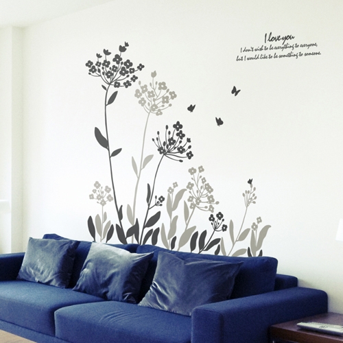 봄날 (꽃줄기 9개) 그래픽스티커 포인트 시트지 스티커벽지