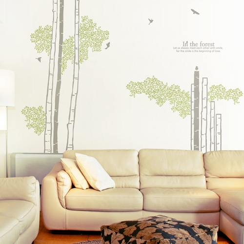 모던네이쳐 (자작나무 7그루) 그래픽스티커 포인트 시트지 스티커벽지