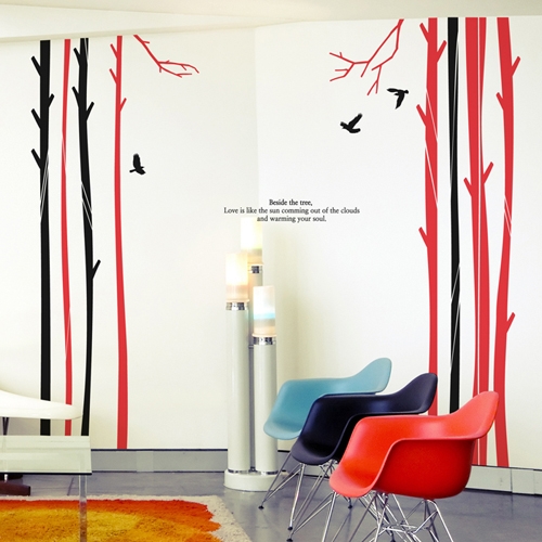 나무숲사이로 (나무 8그루) 그래픽스티커 포인트 시트지 스티커벽지