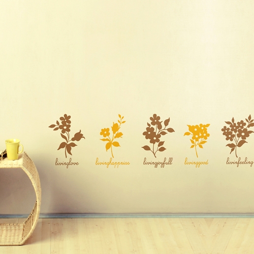 스위트미니 (꽃5개) 그래픽스티커 포인트 시트지 스티커벽지