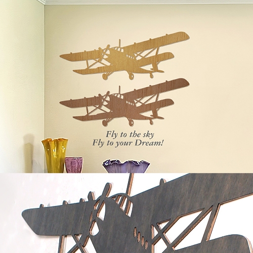 [우드스티커] 하늘비행 (컬러완제품) - 입체우드 월데코  포인트 집꾸미기 벽장식