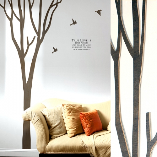 [우드스티커] 나무이야기 (컬러완제품) - 입체우드 월데코  포인트 집꾸미기 벽장식