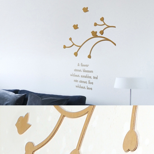 [우드스티커] 하트가지 (컬러완제품) - 입체우드 월데코  포인트 집꾸미기 벽장식