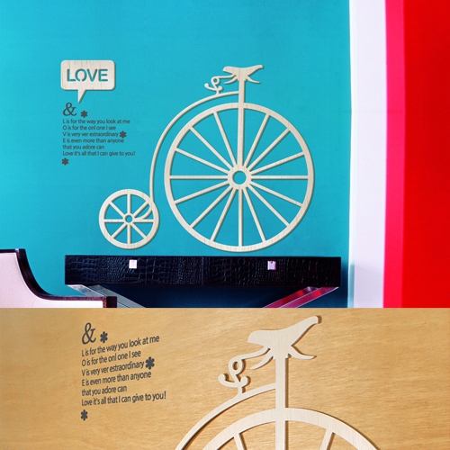 [우드스티커] 나무자전거 (반제품) - 입체우드 월데코  포인트 집꾸미기 벽장식