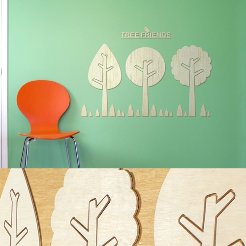 [우드스티커] 나무친구들 (반제품) - 입체우드 월데코  포인트 집꾸미기 벽장식