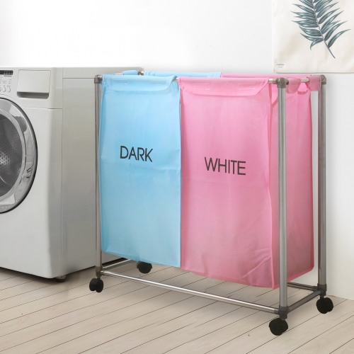 분리보관함 핑크블루2P 세탁/빨래통/세탁선반
