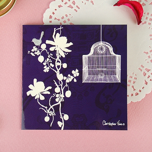 Mini Card - Royal Blue Birdcage