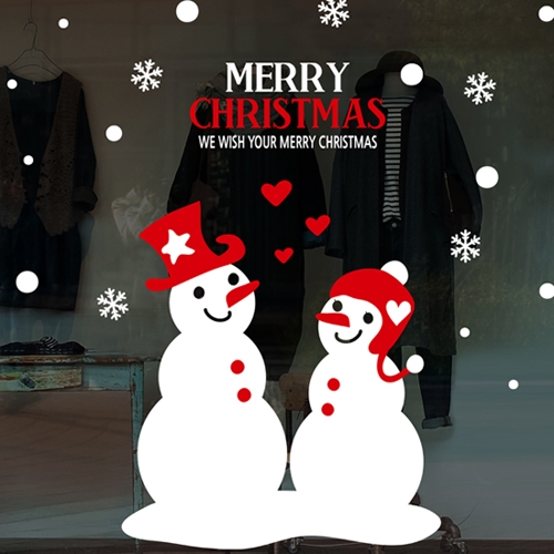 cmi169-눈사람 커플(대형)-크리스마스 스티커