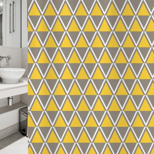 SC22[샤워 커튼]노란색과 회색의 복고풍 삼각형 패턴