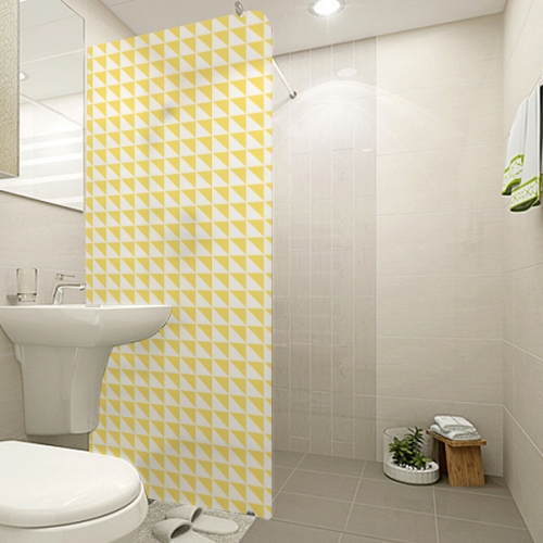 NSW69[무점착 샤워 윈도우 시트]노란색과 하얀색 삼각형 패턴