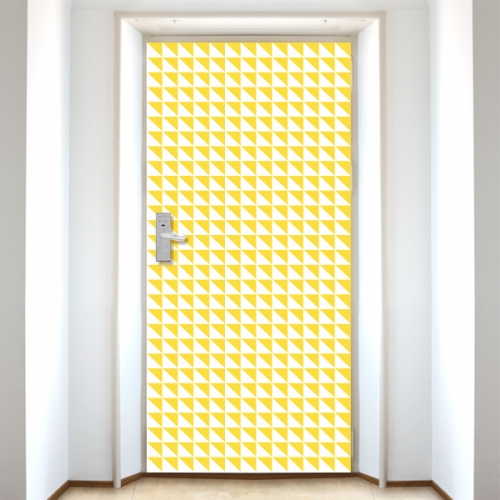 DS69[현관문 시트]노란색과 하얀색 삼각형 패턴