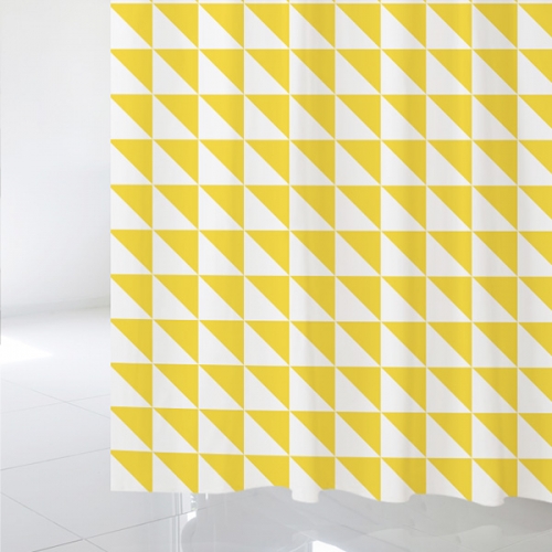 SC69[샤워 커튼]노란색과 하얀색 삼각형 패턴