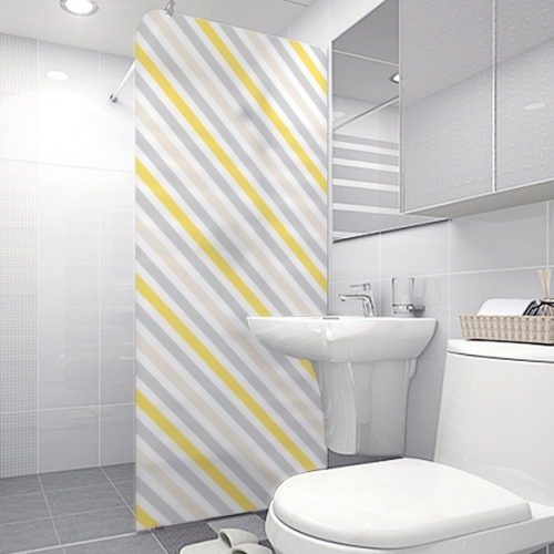 SW83 [샤워 윈도우]노란색과 회색과 베이지 대각선 줄무늬 패턴