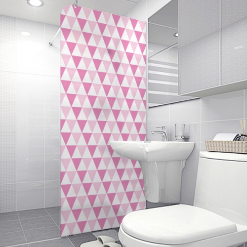NSW101[무점착 샤워 윈도우 시트]사랑스런 핑크 핑크 삼각형 패턴