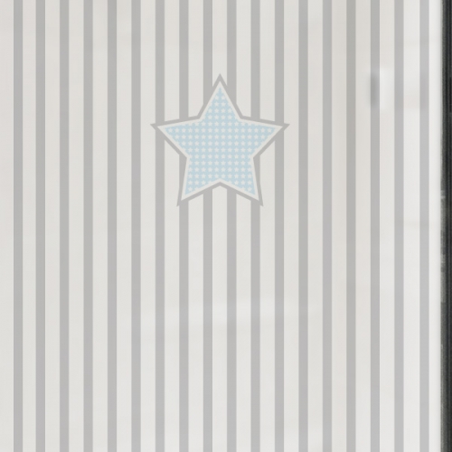 NCW235[무점착 창문시트지]회색과 흰색 가로 줄무늬와 큰 별