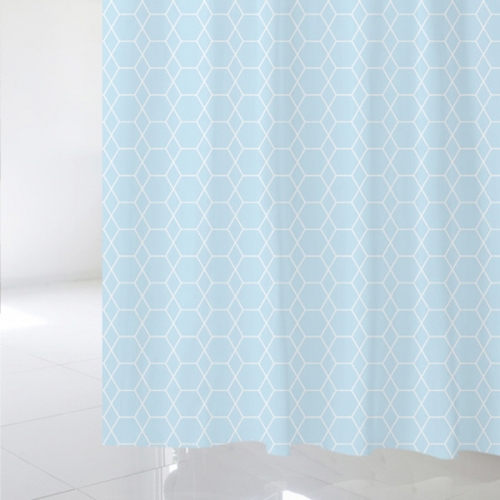 SC222[샤워 커튼]하늘색 바탕에 육각형 패턴