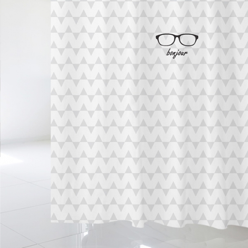 SC263 [샤워 커튼]삼각형 패턴 배경의 봉쥬르 안경