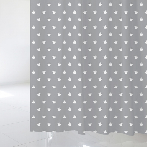 SC305[샤워 커튼]회색 벽지에 미니 왕관 패턴