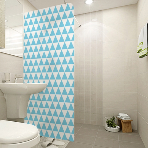 SW365[샤워 윈도우]연한 파란색과 흰색 삼각형 패턴