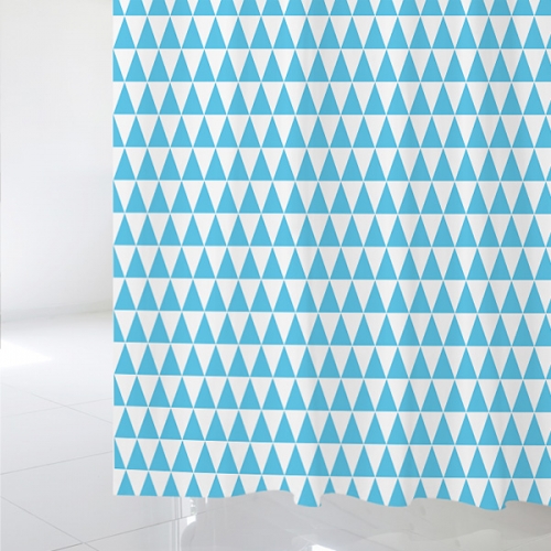 SC365[샤워 커튼]연한 파란색과 흰색 삼각형 패턴
