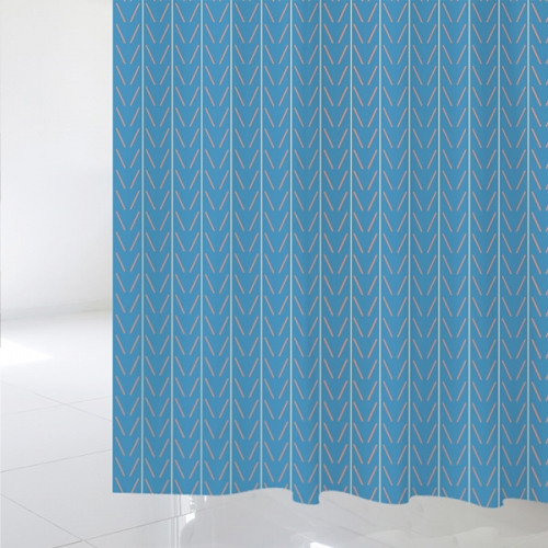 SC363[샤워 커튼]하늘색 바탕 빗줄기 패턴
