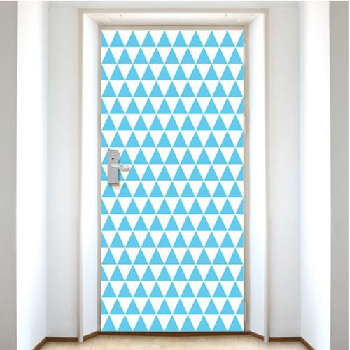 DS365[현관문 시트]연한 파란색과 흰색 삼각형 패턴