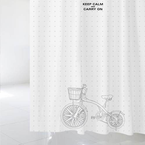 SC430[샤워 커튼] 바구니 자전거와 십자가 패턴