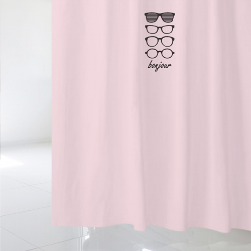 SC438[샤워 커튼] 분홍색 배경에 선글라스 4개