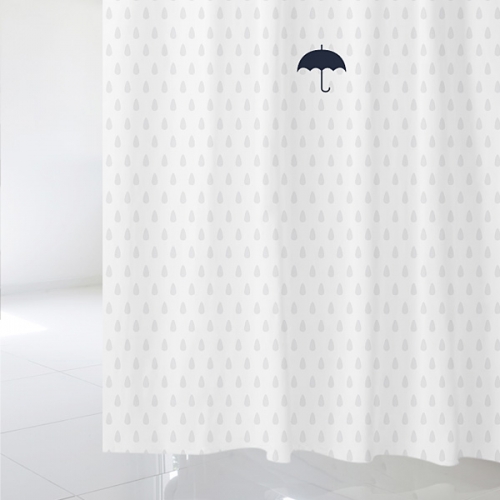 SC446[샤워 커튼]포인트 우산과 빗방울 패턴