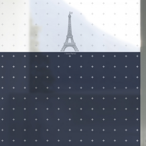 NCW460[무점착 창문시트]투톤 배경에 에펠탑 i love paris