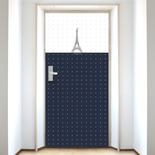 DS460[현관문 시트]투톤 배경에 에펠탑 i love paris
