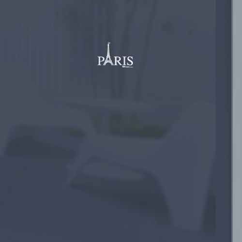 NCW491[무점착 창문시트]PARIS 텍스트와 진한 파란색 배경