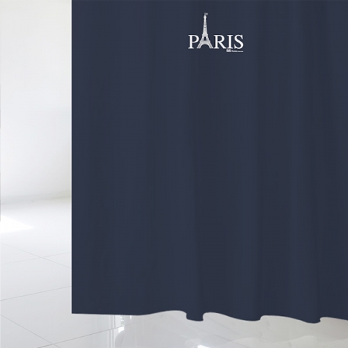 SC491[샤워 커튼]PARIS 텍스트와 진한 파란색 배경