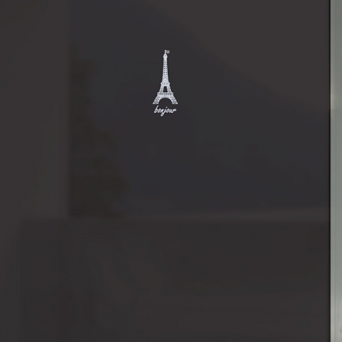 NCW534[무점착 창문시트]블랙 배경에 에펠탑 포인트