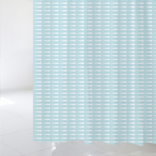 SC520[샤워 커튼]하늘색 바탕에 흰색 긴세모 패턴