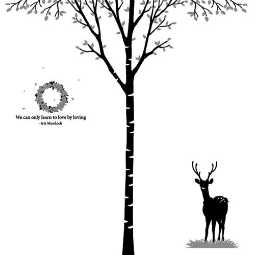 [나무] 자작나무 싱글 - 심플 플라워 & 사슴