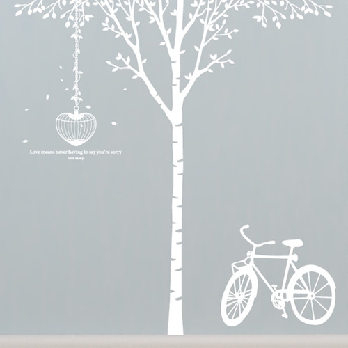 [나무] 자작나무 싱글- 하트새장 & 자전거
