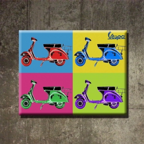 카페인테리어 캔버스 그림 액자 피아트 네가지 색 오토바이 팝아트