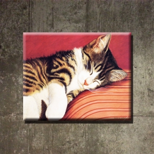 카페인테리어 캔버스액자 아트 켄버스그림 빈티지액자 잠자는 새끼 고양이