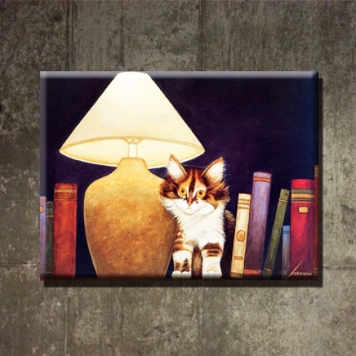 카페인테리어 캔버스액자 아트 켄버스그림 빈티지액자 전등 밑 고양이