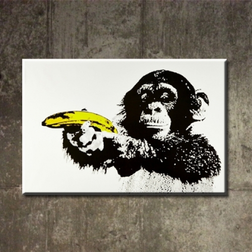 카페인테리어 캔버스액자 아트 켄버스 그림 소품 빈티지 패러디 팝아트 포스터 바나나몽키 침팬지 m-23