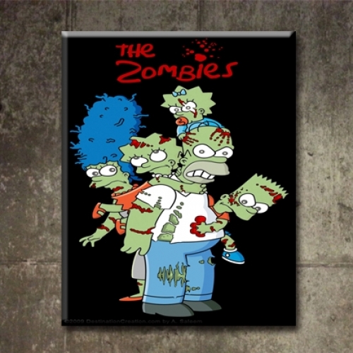 카페 인테리어 캔버스 액자 아트 켄버스 그림 소품 빈티지 심슨 패러디 simpsons zombies vs-34